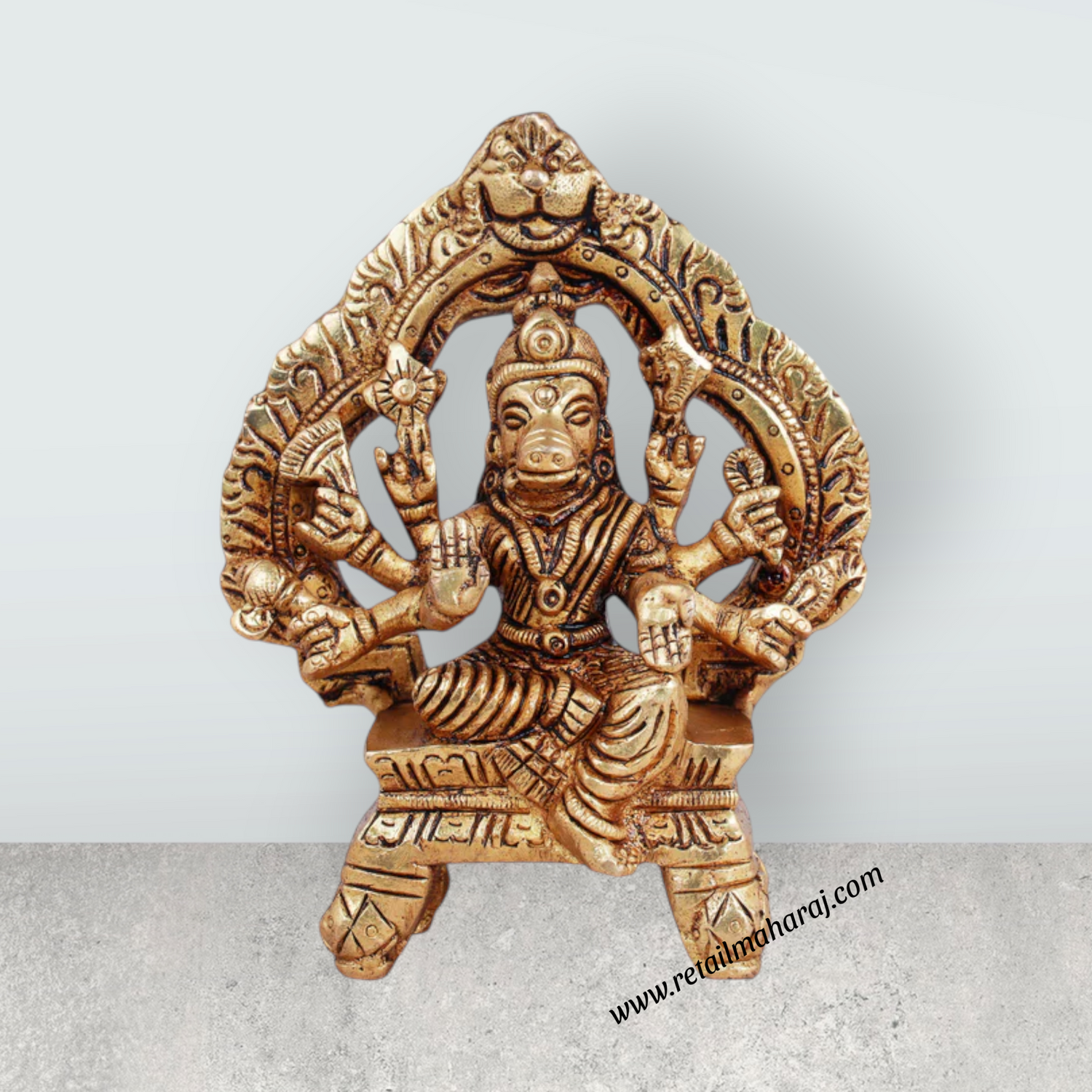 Varahi Amman Statue - 4.5 Inches | Varahi Idol/ Antique Brass Statue/ Varahi with Arch Idol for Pooja - Retail Maharaj