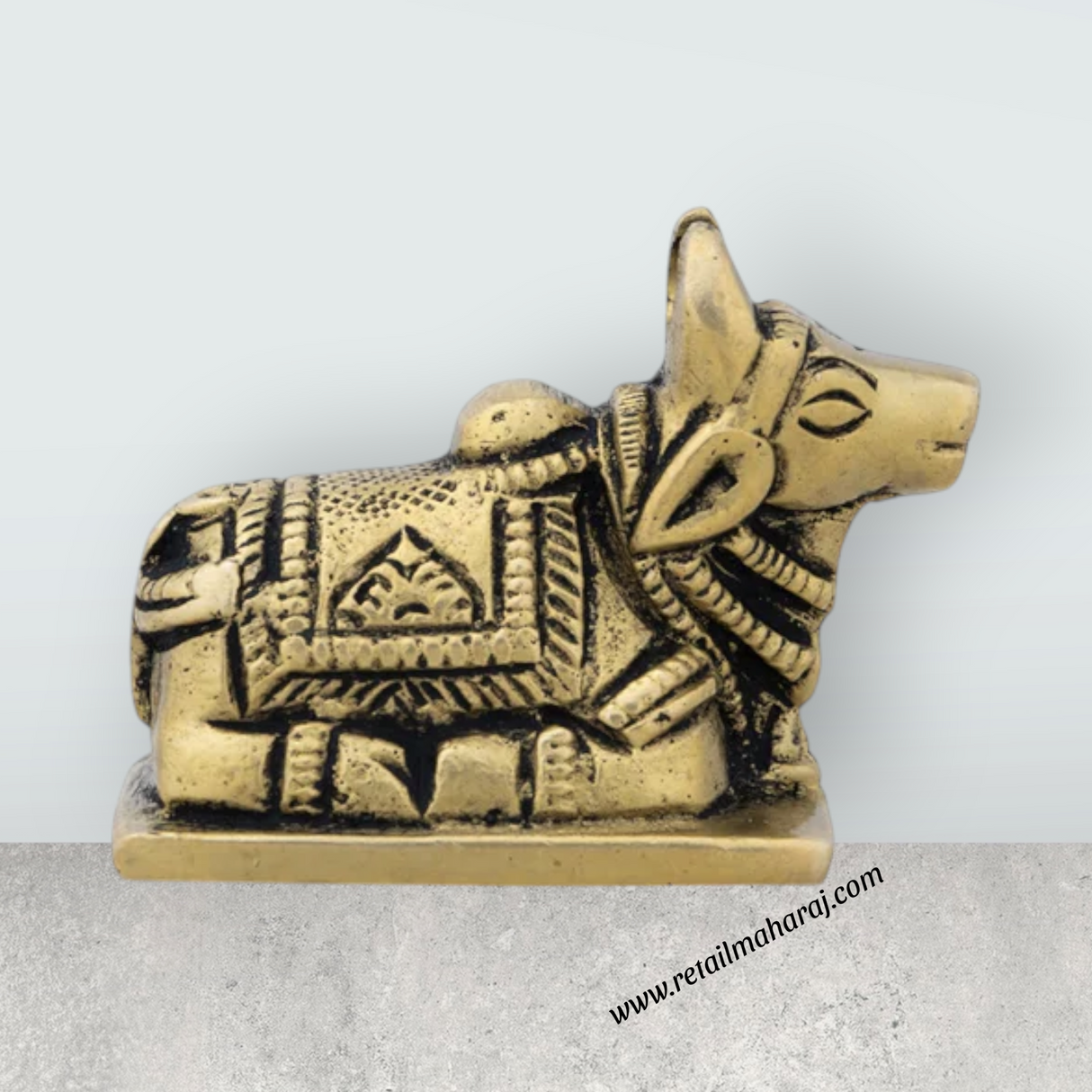 Nandi Statue - 1.5 x 2 Inches | Antique Brass Idol/ Nandi Murti for Pooja/ 110 Gms Approx
