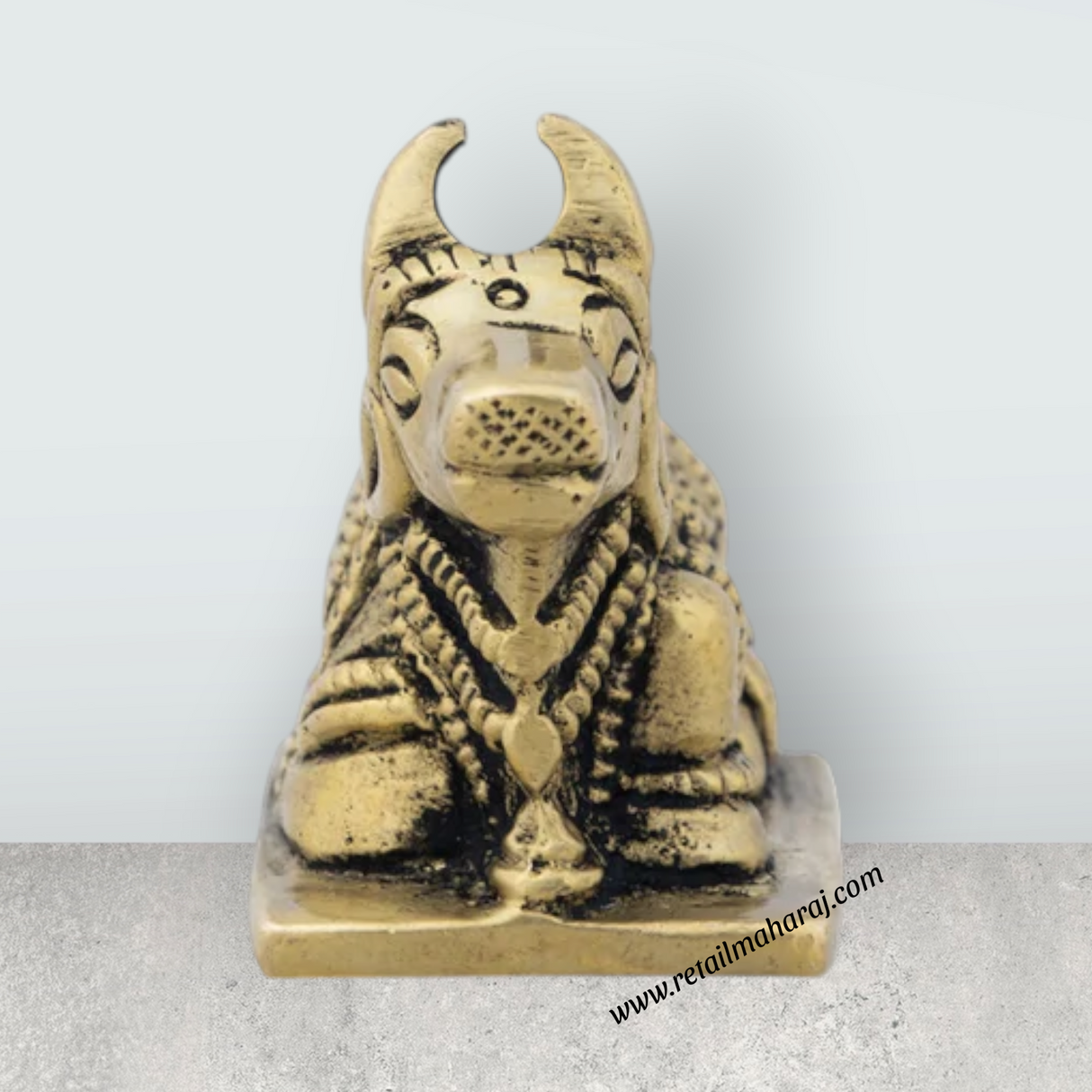 Nandi Statue - 1.5 x 2 Inches | Antique Brass Idol/ Nandi Murti for Pooja/ 110 Gms Approx