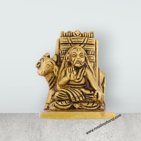 Raghavendra Swamy Idol - 2.5 x 2.25 Inches | Brass Statue/ Raghavendra Statue for Pooja - Retail Maharaj