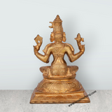 Bhuvaneshwari Sitting On Base Murti - 9 x 6 Inches | Panchaloha Idol / Bhuvaneshwari Statue For Pooja - Retail Maharaj