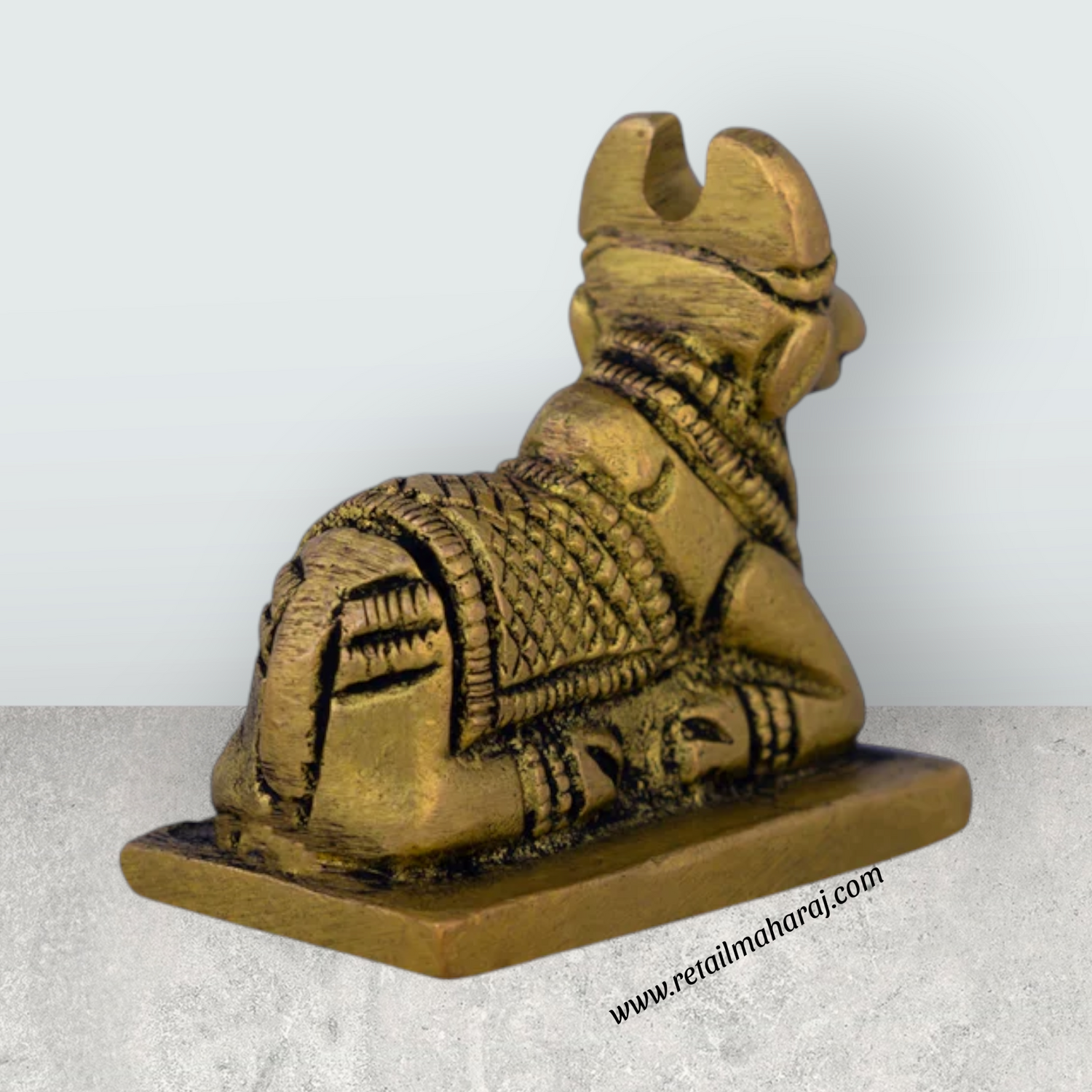 Nandi Statue With Base - 2 X 2 Inches | Antique Brass Idol/ Nandhi Statue/ Nandi Murti For Spiritual Vibes - Retail Maharaj