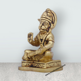 Anjaneya Statue - 3 x 1.75 Inches | Antique Brass Idol/ Sitting Hanuman Statue for Pooja/ 300 Gms Approx - Retail Maharaj