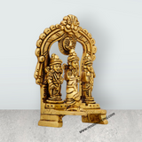 Ram Darbar Murti with Arch - 4 x 2.5 Inches | Antique Brass Idol/ Ram Darbar Idol for Pooja/ 310 Gms Approx - Retail Maharaj