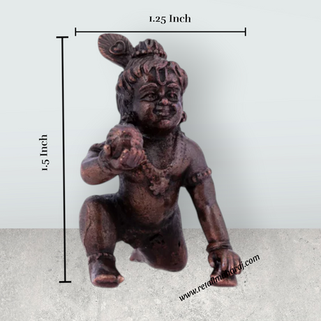 Crawling Krishna Statue - 1.5 x 1.25 Inches | Copper Idol/ Crawling Krishna Idol for Pooja/ 25 Gms Approx - Retail Maharaj