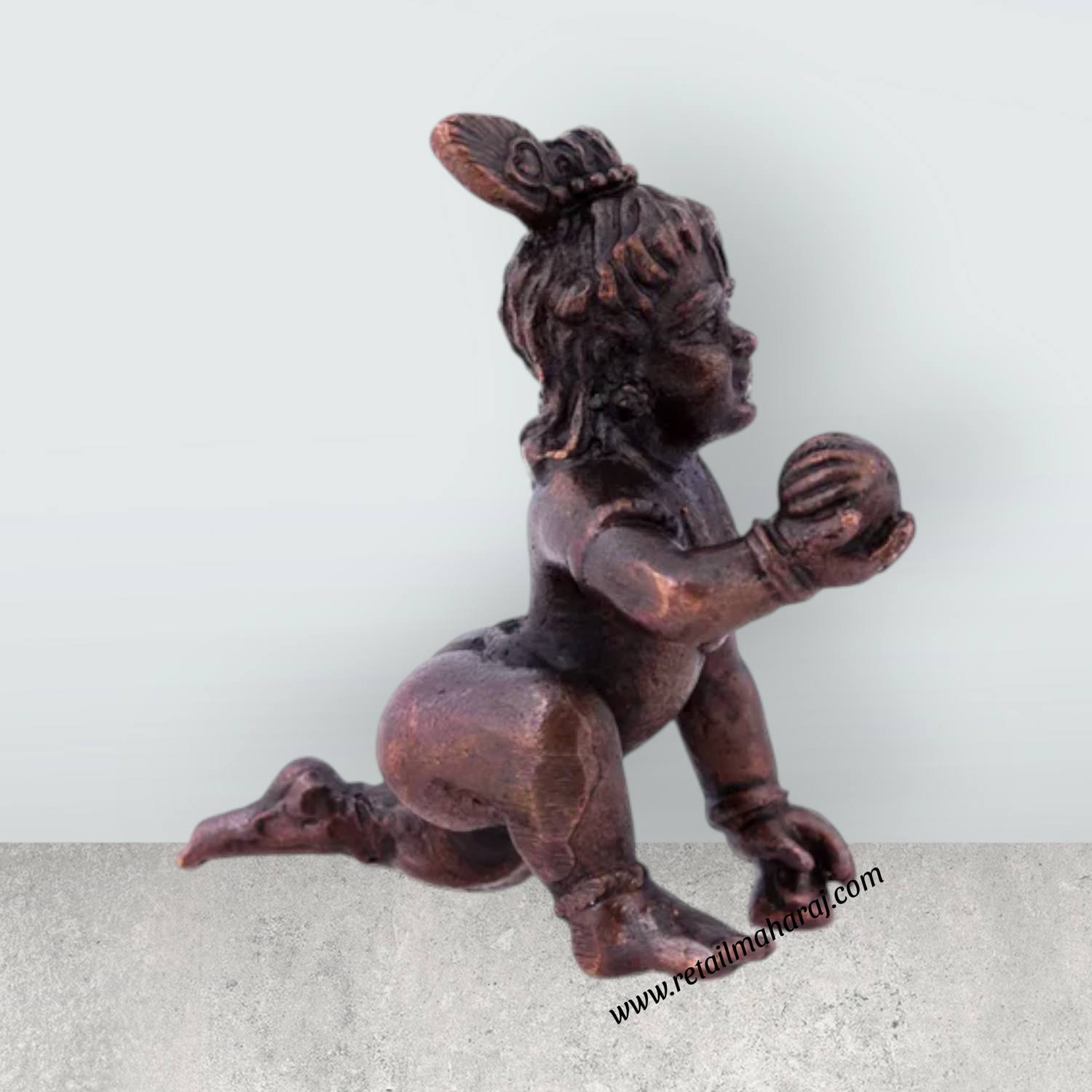 Crawling Krishna Statue - 1.5 x 1.25 Inches | Copper Idol/ Crawling Krishna Idol for Pooja/ 25 Gms Approx - Retail Maharaj