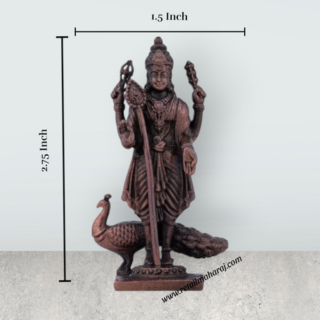 Mayil Murugan Statue – 2.75 x 1.5 Inches Copper Idol - Retail Maharaj