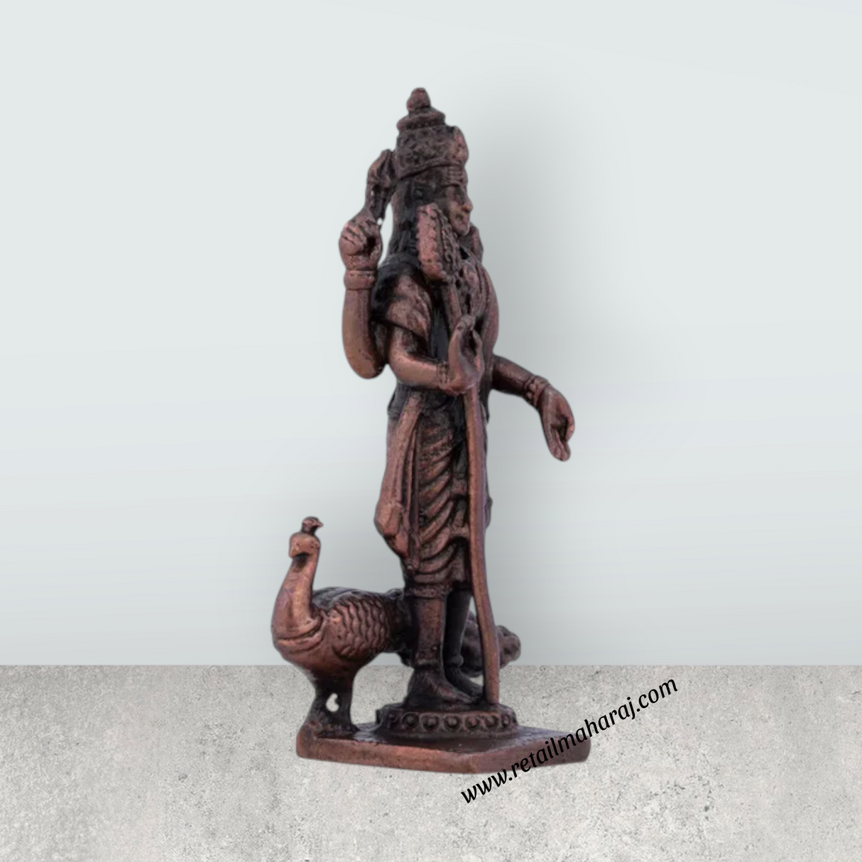 Mayil Murugan Statue – 2.75 x 1.5 Inches Copper Idol - Retail Maharaj