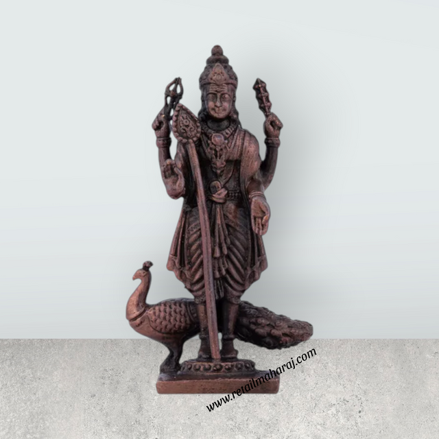 Mayil Murugan Statue – 2.75 x 1.5 Inches Copper Idol - Retail Maharaj