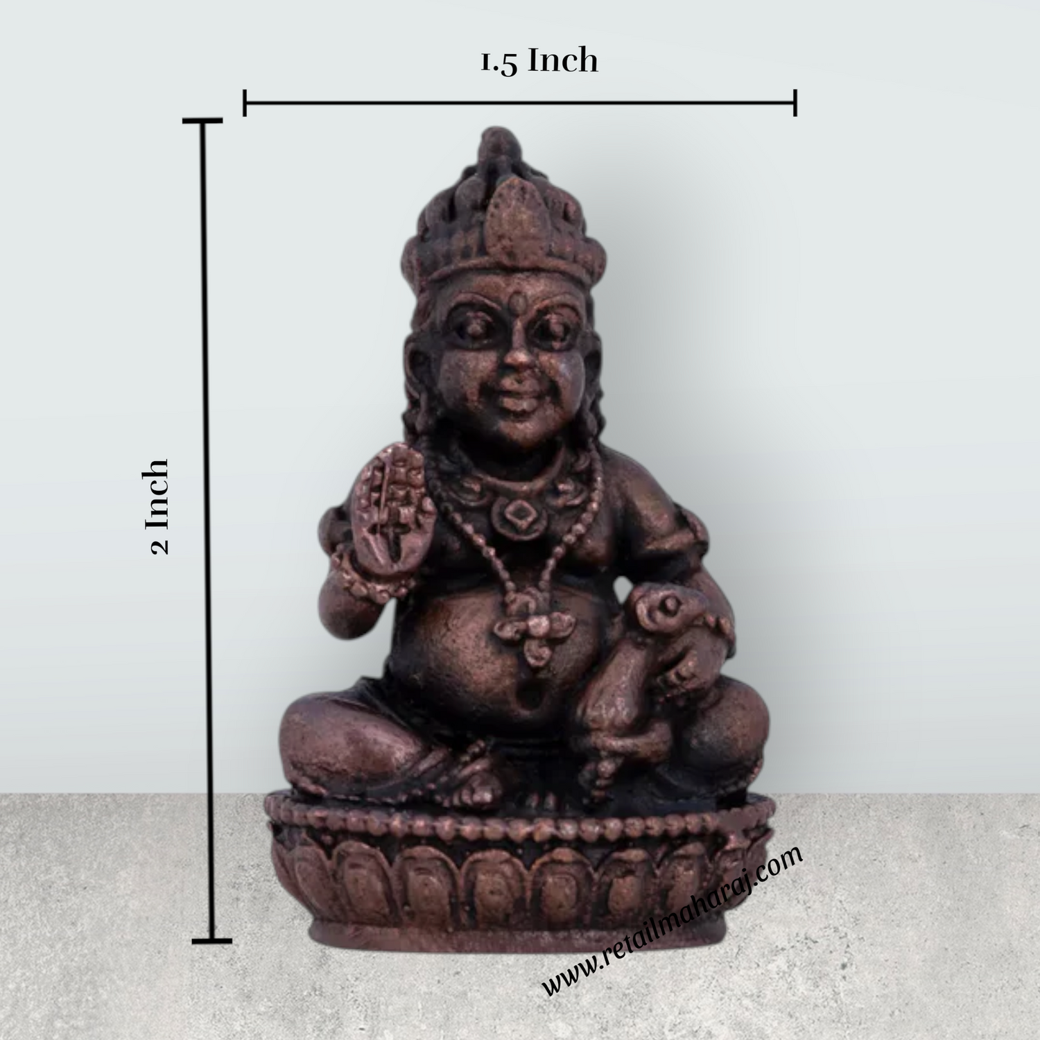 Kubera Statue – 2 x 1.5 Inches Copper Idol - Retail Maharaj
