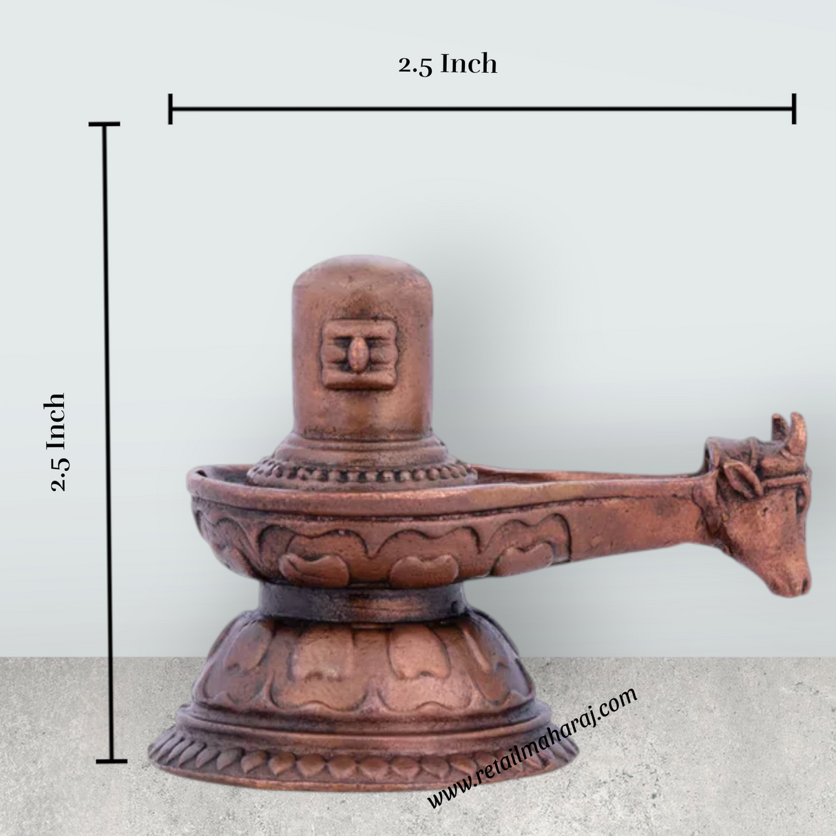 Shivling Statue – 2.5 x 2.5 Inches Copper Idol with Avudaiyar Nandi Face - Retail Maharaj