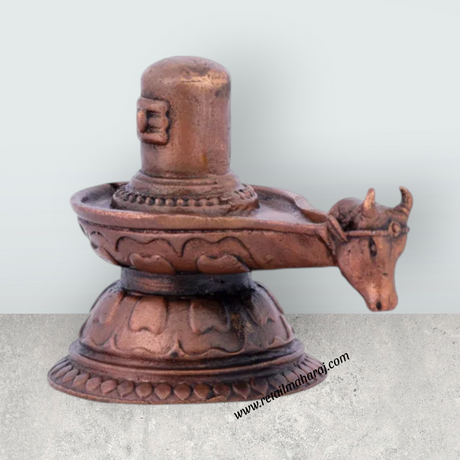 Shivling Statue – 2.5 x 2.5 Inches Copper Idol with Avudaiyar Nandi Face - Retail Maharaj