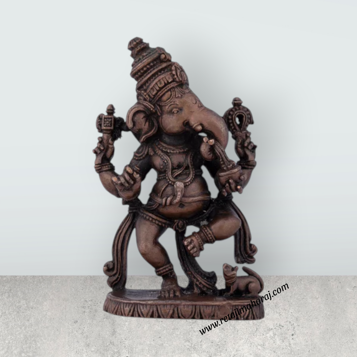 Dancing Ganesh Murti – 3 x 2 Inches Copper Idol Dancing Ganesha Statue for Pooja - Retail Maharaj