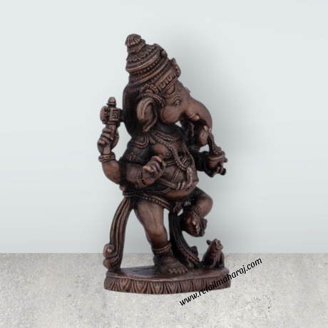 Dancing Ganesh Murti – 3 x 2 Inches Copper Idol Dancing Ganesha Statue for Pooja - Retail Maharaj