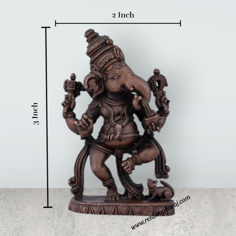 Dancing Ganesh Murti – 3 x 2 Inches Copper Idol Dancing Ganesha Statue for Pooja - Retail Maharaj