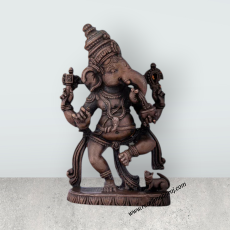 Dancing Ganesh Murti – 3 x 2 Inches Copper Idol Dancing Ganesha Statue for Pooja - Retail Maharaj