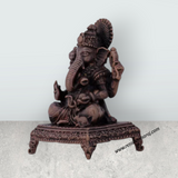 Ganesh Statue Sitting on Chowki – 2 x 1.5 Inches Copper Vinayaka Idol - Retail Maharaj