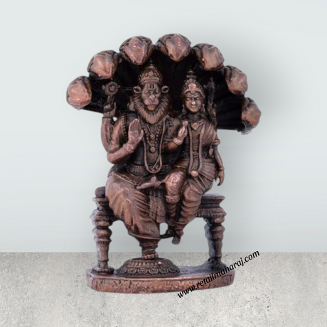 Lakshmi Narasimha Swamy Statue - 2.5 x 1.75 Inches | Copper Idol/ Lakshmi Narasimha Murti/ 105 Gms Approx - Retail Maharaj