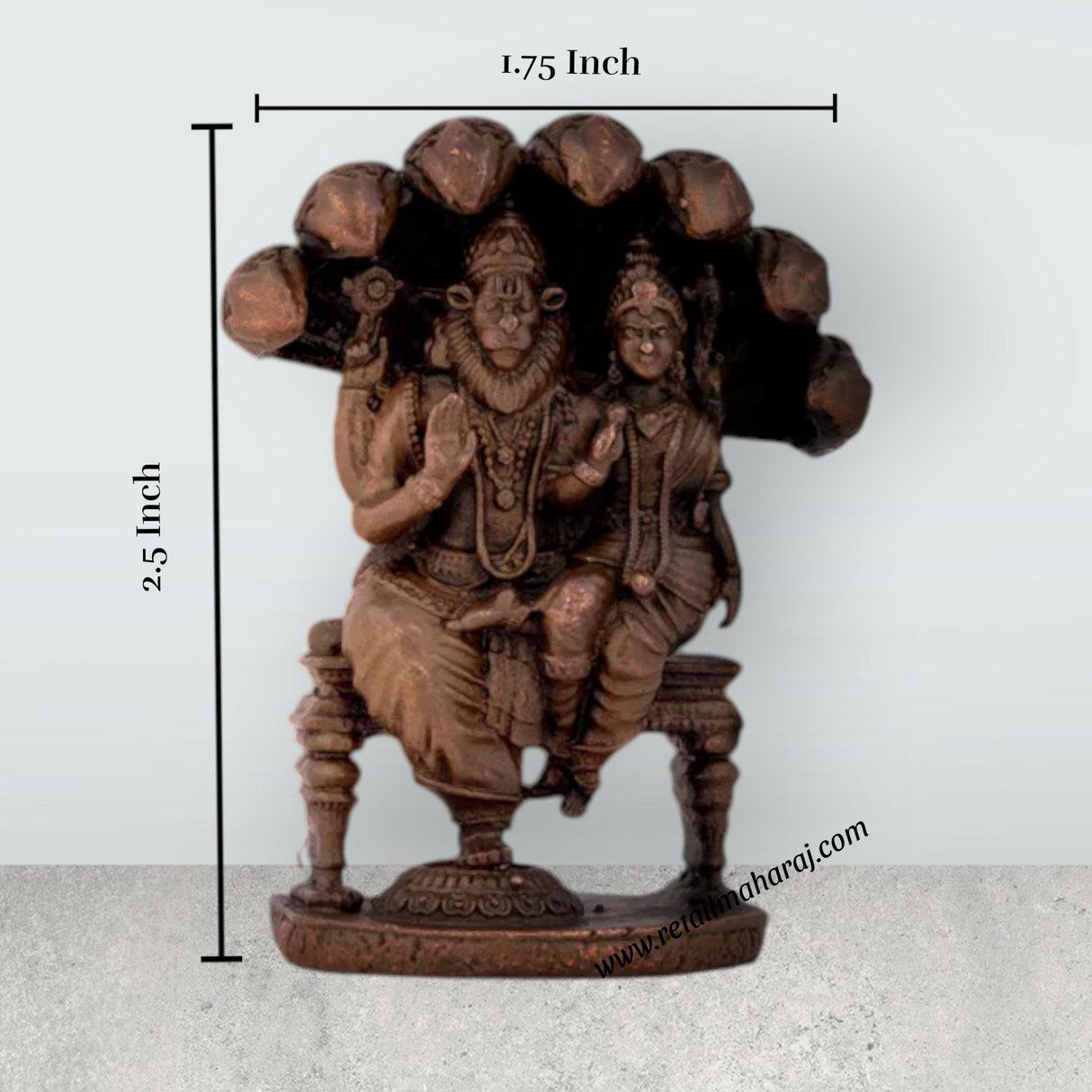Lakshmi Narasimha Swamy Statue - 2.5 x 1.75 Inches | Copper Idol/ Lakshmi Narasimha Murti/ 105 Gms Approx - Retail Maharaj