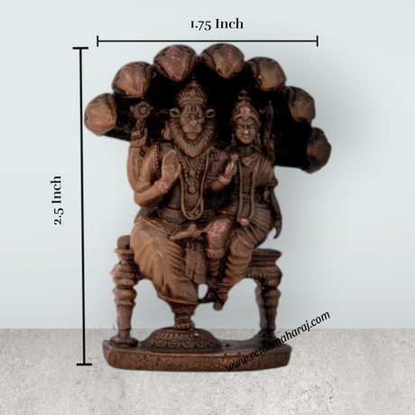 Lakshmi Narasimha Swamy Statue - 2.5 x 1.75 Inches | Copper Idol/ Lakshmi Narasimha Murti/ 105 Gms Approx - Retail Maharaj