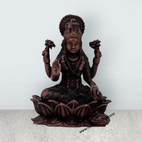 Laxmi Devi Statue - 2 x 1.5 Inches | Lakshmi Statue Sitting On Lotus / Copper Idol/ Maha Laxmi Idol for Pooja/ 70 Gms Approx - Retail Maharaj