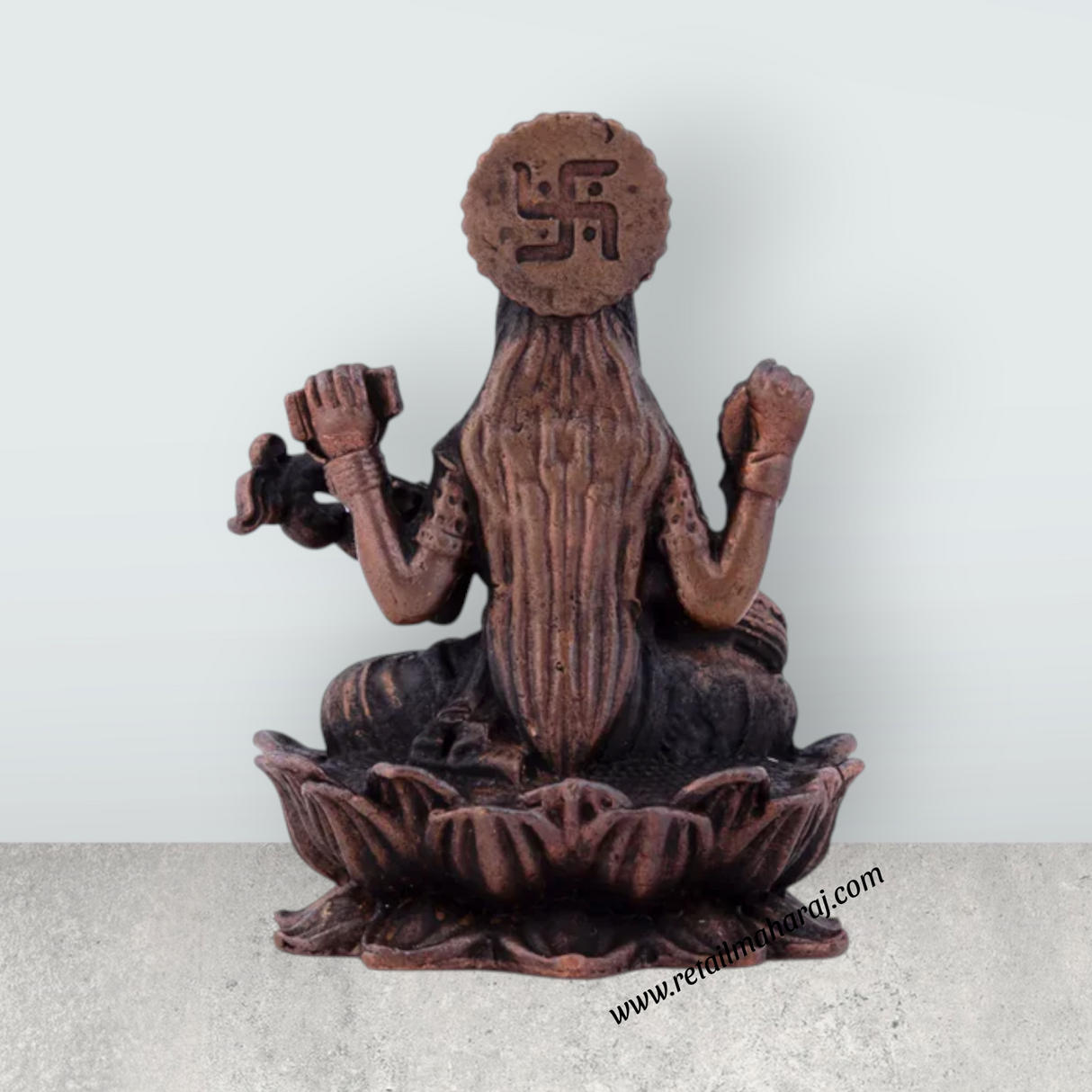 Saraswati Devi Statue – 2.5 x 2 Inches Saraswati Statue Sitting on Lotus Copper Idol for Pooja - Retail Maharaj