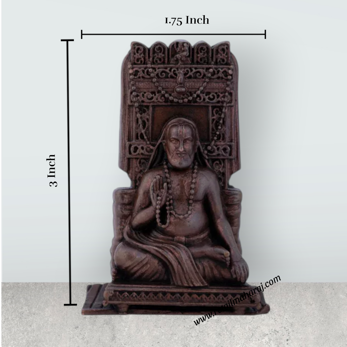 Raghavendra Swamy Idol – 3 x 1.75 Inches Copper Idol with Mandir for Pooja - Retail Maharaj