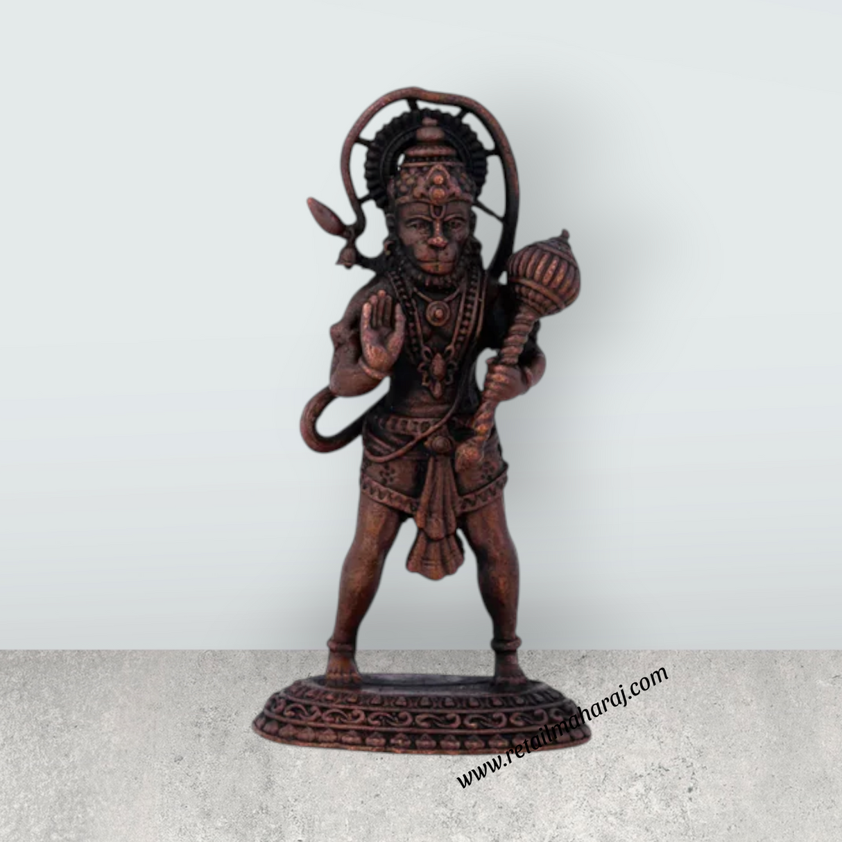 Anjaneya Statue - 2.5 x 1.5 Inches | Standing Hanuman Statue/ Copper Idol / Hanuman Murti for Pooja/ 65 Gms Approx - Retail Maharaj