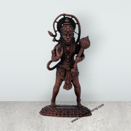 Anjaneya Statue - 2.5 x 1.5 Inches | Standing Hanuman Statue/ Copper Idol / Hanuman Murti for Pooja/ 65 Gms Approx - Retail Maharaj