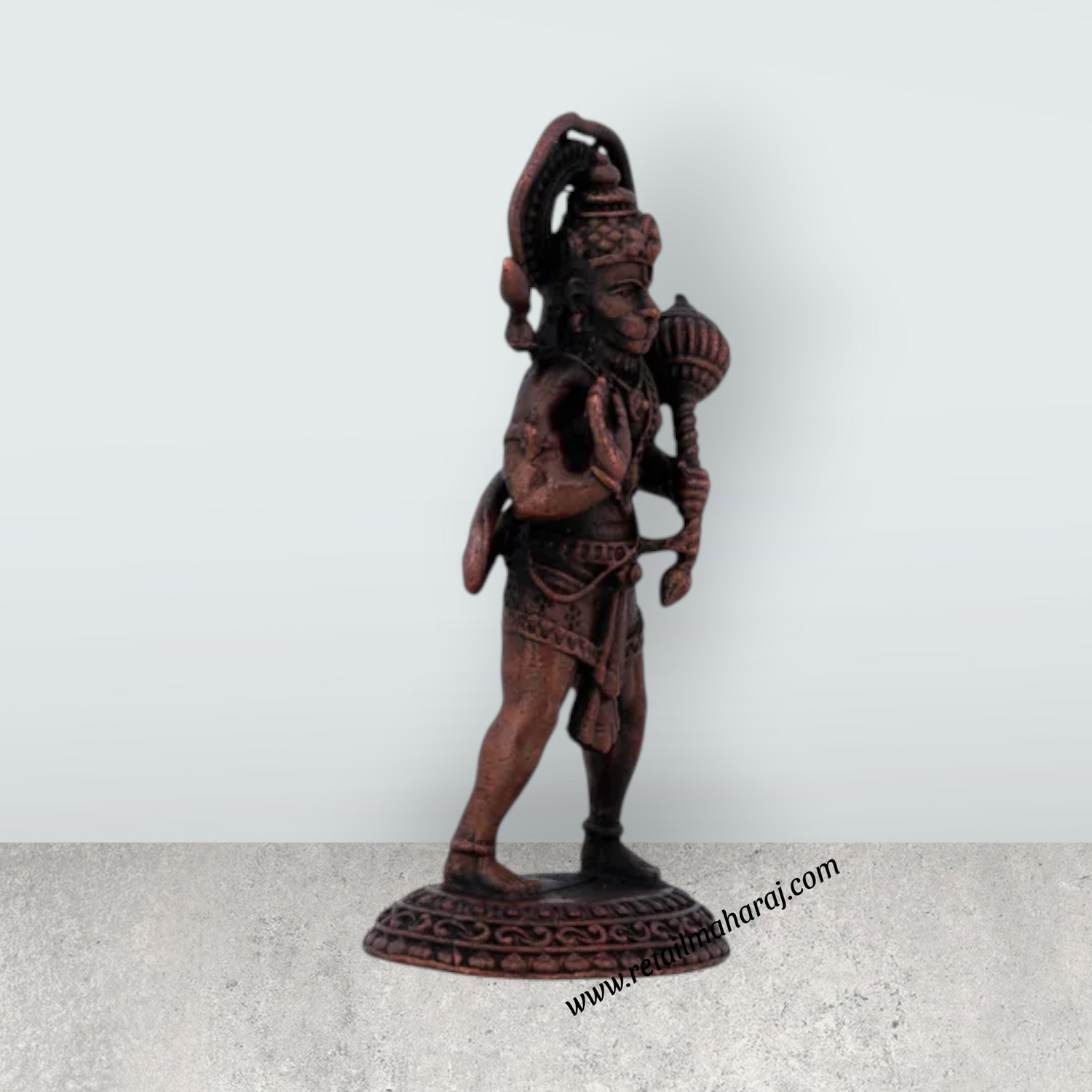 Anjaneya Statue - 2.5 x 1.5 Inches | Standing Hanuman Statue/ Copper Idol / Hanuman Murti for Pooja/ 65 Gms Approx - Retail Maharaj