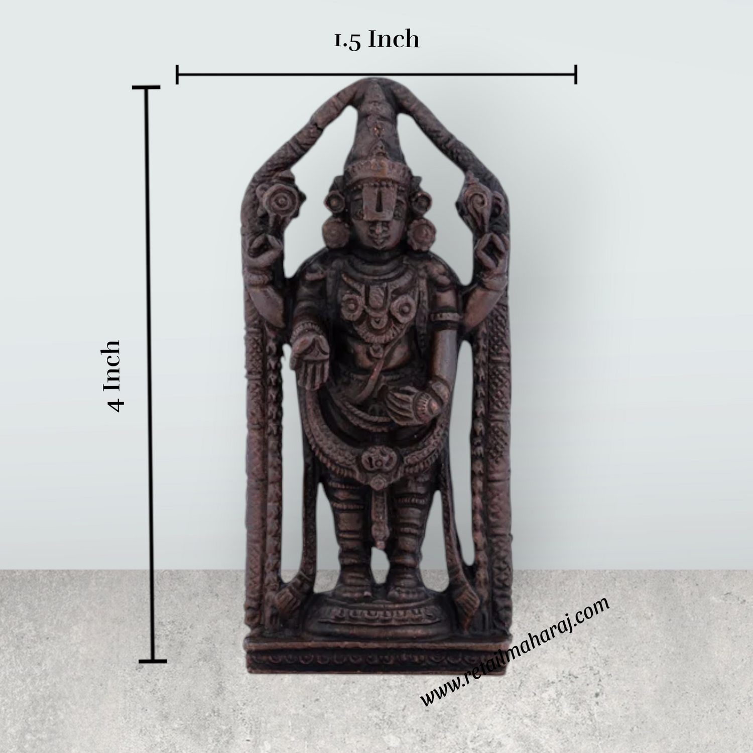 Balaji Murti – 4 x 1.5 Inches Copper Idol Balaji Idol for Pooja - Retail Maharaj