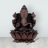 Ganesh Murti – 2.5 x 1.5 Inches Copper Idol Ganesh Statue Sitting on Lotus for Pooja - Retail Maharaj