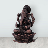 Ganesh Murti – 2 x 1.25 Inches Copper Idol Ganesh Statue Sitting on Lotus for Pooja - Retail Maharaj