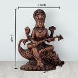 Saraswati Devi Statue - 3 x 2 Inches | Saraswati Statue Sitting On Swan / Copper Idol/ Saraswathi Idol for Pooja/ 115 Gms Approx - Retail Maharaj