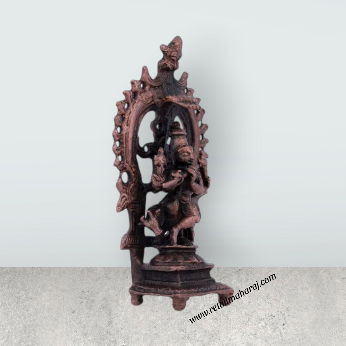 Krishnan Statue With Arch – 3 x 1.5 Inches Copper Idol Venugopal Idol for Pooja - Retail Maharaj