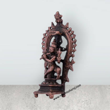 Krishnan Statue With Arch – 3 x 1.5 Inches Copper Idol Venugopal Idol for Pooja - Retail Maharaj