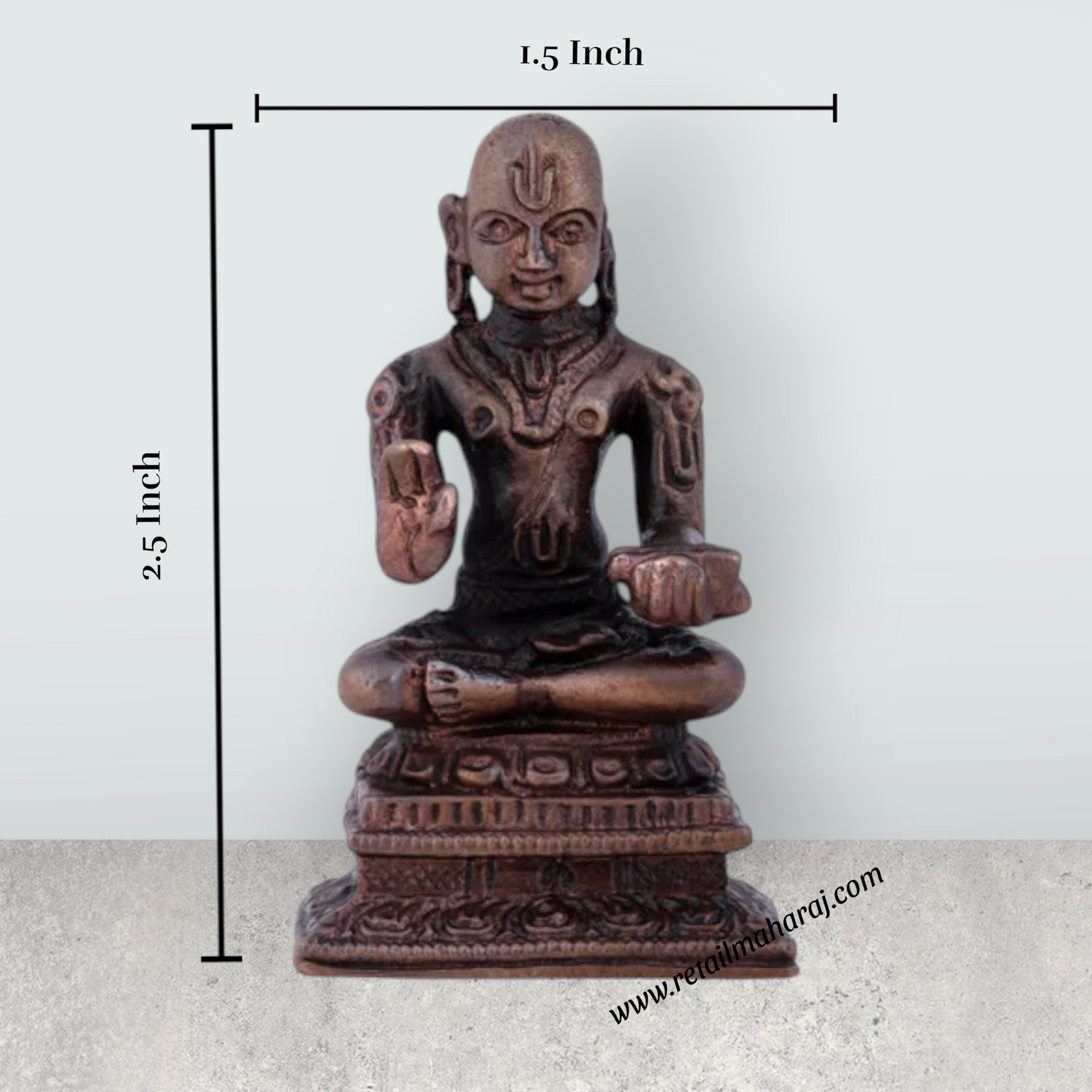 Desikar Statue - 2.5 x 1.5 Inches | Copper Statue/ Desikar Idol for Home/ 95 Gms Approx - Retail Maharaj