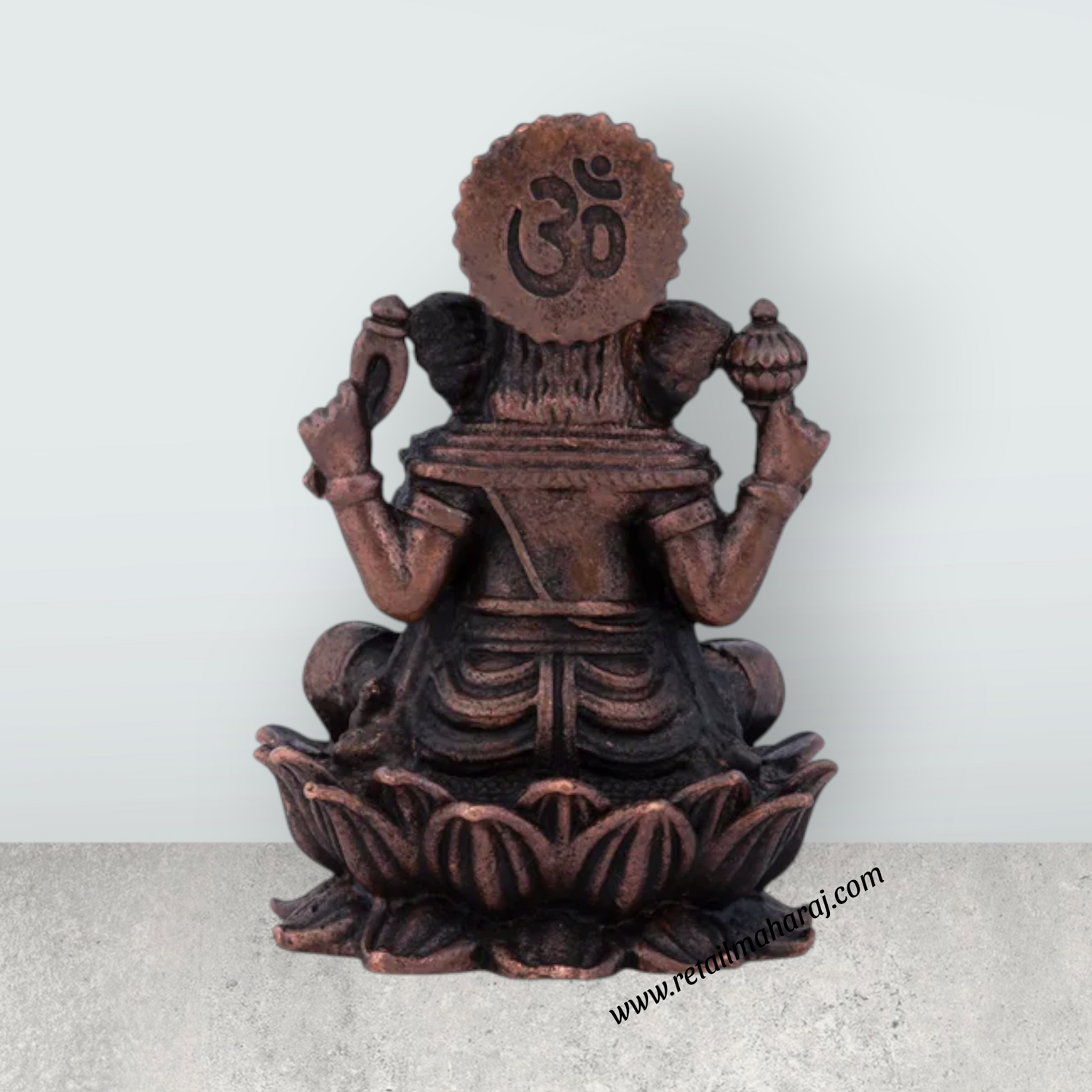 Ganesh Murti – 2.5 x 1.75 Inches Copper Idol Ganesh Statue Sitting on Lotus for Pooja - Retail Maharaj