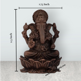 Ganesh Murti – 2.5 x 1.75 Inches Copper Idol Ganesh Statue Sitting on Lotus for Pooja - Retail Maharaj