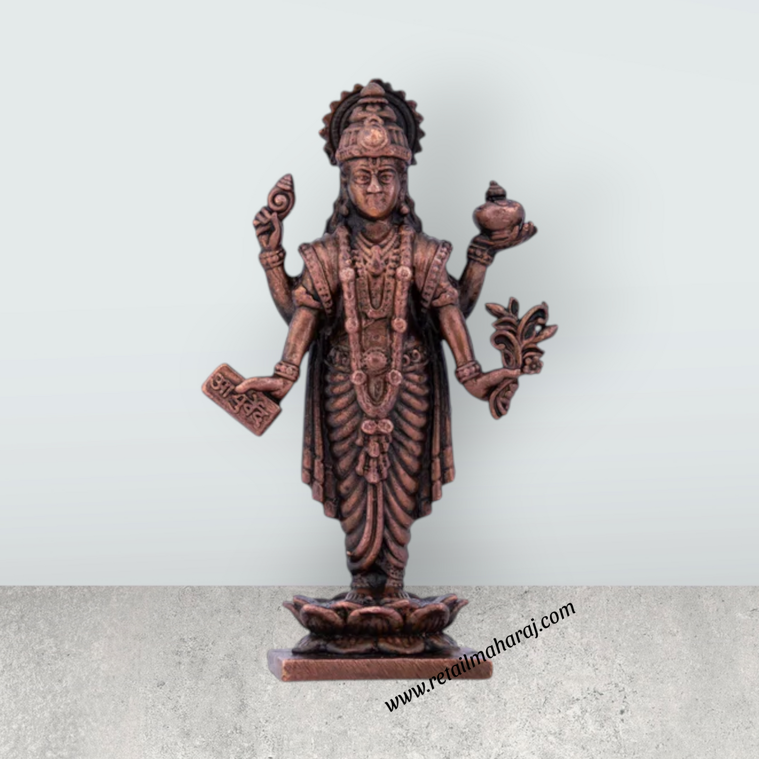 Dhanvantari Statue - 2.75 x 1.5 Inches | Copper Idol/ Dhanvantari Idol for Pooja/ 70 Gms Approx - Retail Maharaj