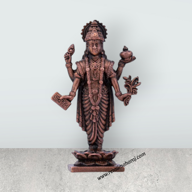 Dhanvantari Statue - 2.75 x 1.5 Inches | Copper Idol/ Dhanvantari Idol for Pooja/ 70 Gms Approx - Retail Maharaj