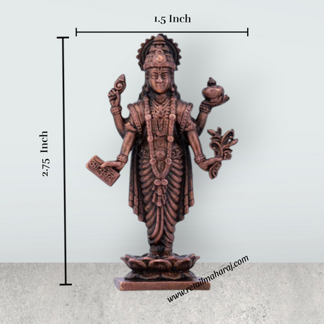 Dhanvantari Statue - 2.75 x 1.5 Inches | Copper Idol/ Dhanvantari Idol for Pooja/ 70 Gms Approx - Retail Maharaj