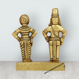 Vitthal Rukmini Murti Standing On Base - 4.25 x 3.5 Inches | Antique Brass Idol/ Vitthal Rakhumai Murti for Pooja - Retail Maharaj