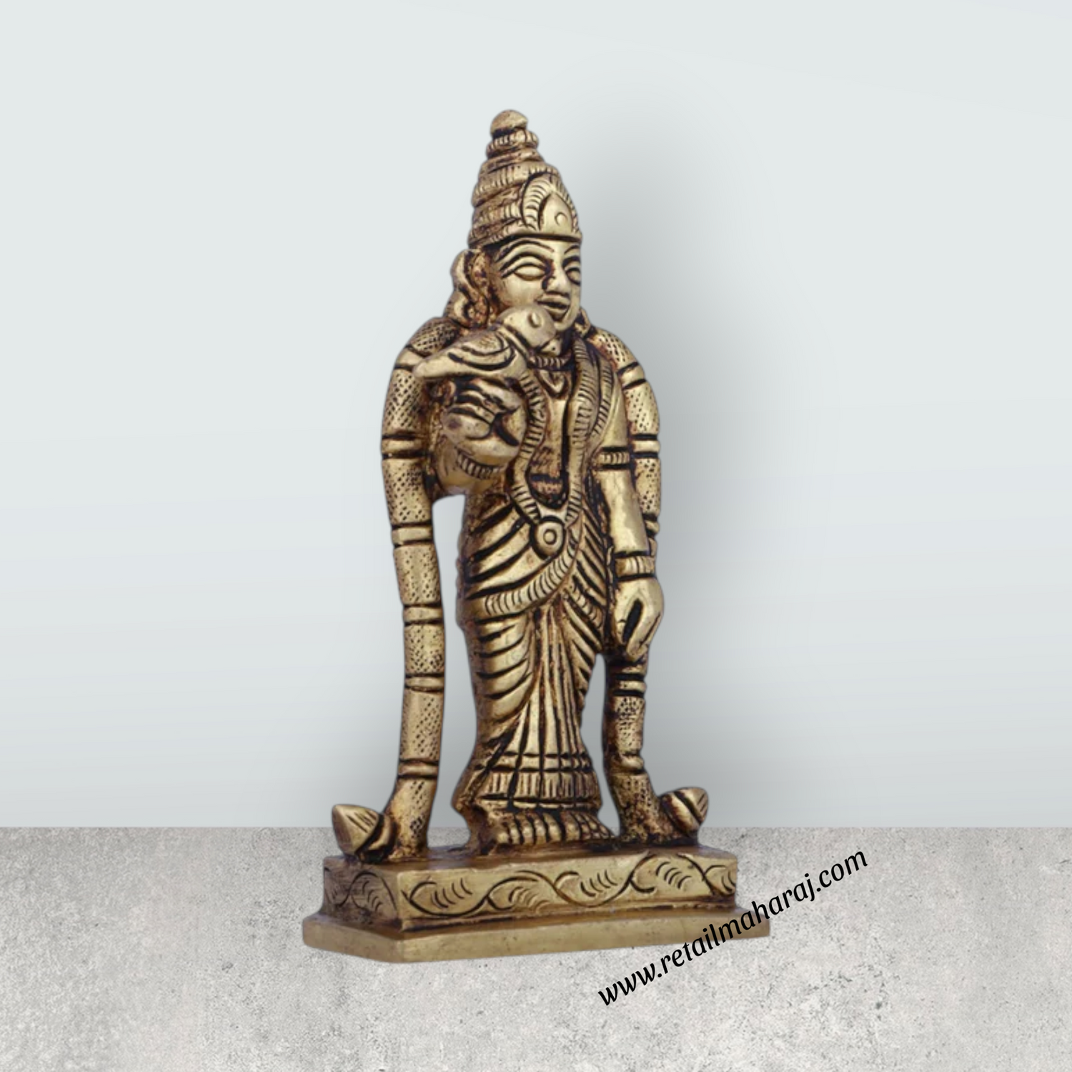 Meenakshi Amman Statue - 3.75 x 2 Inches | Antique Brass Idol/ Meenakshi Amman Idol for Pooja/ 220 Gms Approx - Retail Maharaj