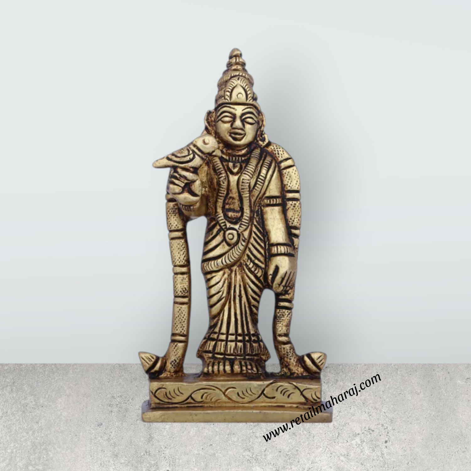 Meenakshi Amman Statue - 3.75 x 2 Inches | Antique Brass Idol/ Meenakshi Amman Idol for Pooja/ 220 Gms Approx - Retail Maharaj