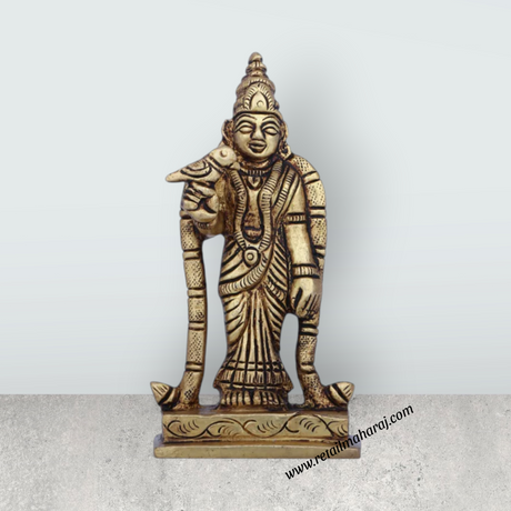 Meenakshi Amman Statue - 3.75 x 2 Inches | Antique Brass Idol/ Meenakshi Amman Idol for Pooja/ 220 Gms Approx - Retail Maharaj