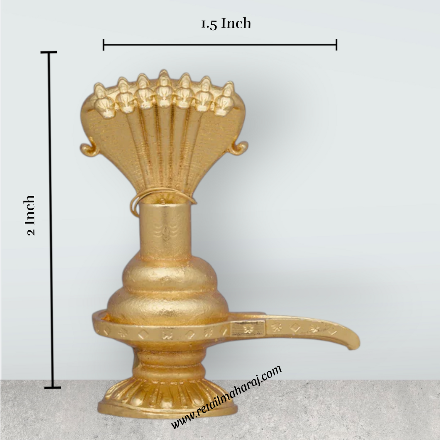 Sheshnag Shivling Statue – 2 x 1.5 Inches Copper Idol Gold Polish Shivling with Sheshnag for Pooja - Retail Maharaj