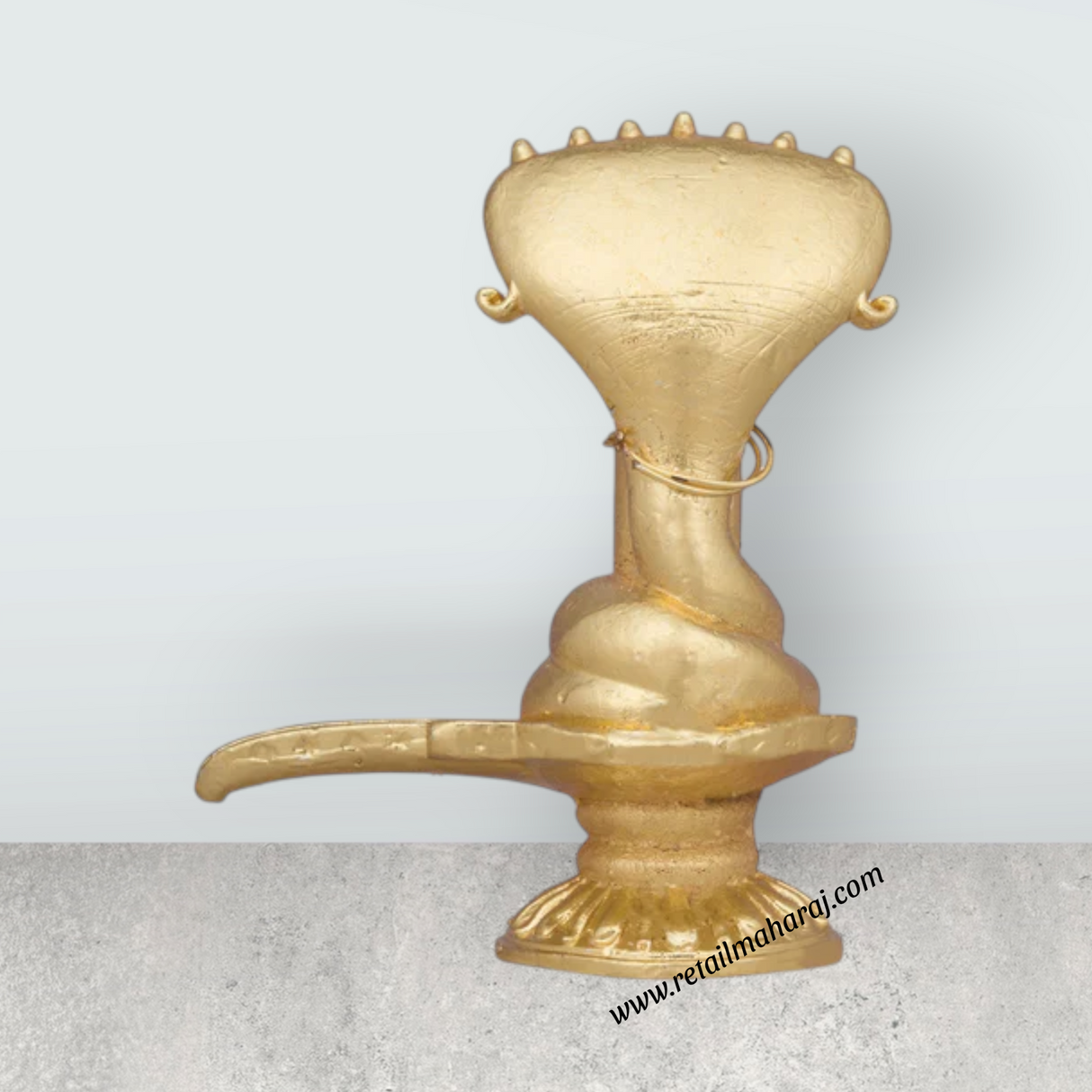 Sheshnag Shivling Statue – 2 x 1.5 Inches Copper Idol Gold Polish Shivling with Sheshnag for Pooja - Retail Maharaj