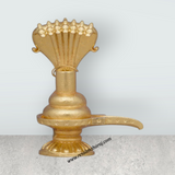 Sheshnag Shivling Statue – 2 x 1.5 Inches Copper Idol Gold Polish Shivling with Sheshnag for Pooja - Retail Maharaj