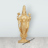 Balaji Murti – 3.25 x 1.5 Inches Copper Idol Gold Polish Balaji Standing Statue for Pooja - Retail Maharaj